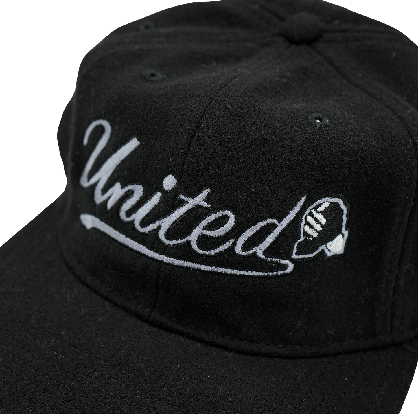 Script Unstructured 6 Panel Wool Hat - Black