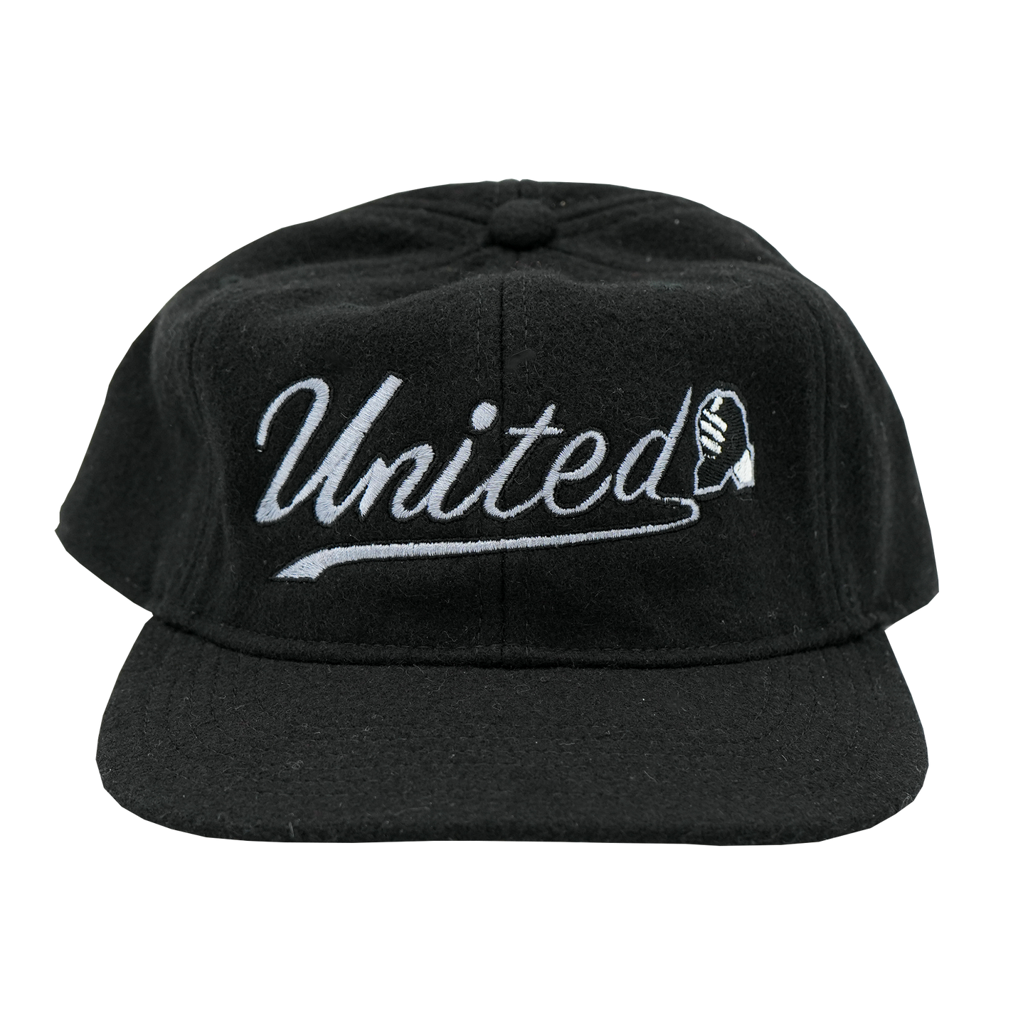 Script Unstructured 6 Panel Wool Hat - Black